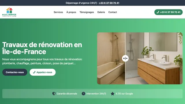 Capture du site web de Mus Rénovation