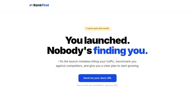 Capture du site web de RankFirst