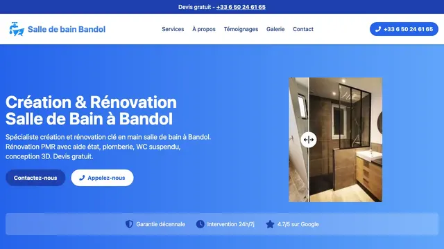 Capture du site web de Salle de Bain Bandol