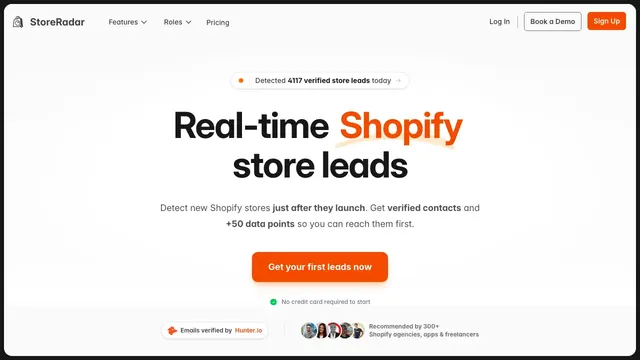 Capture du site web de Store Radar